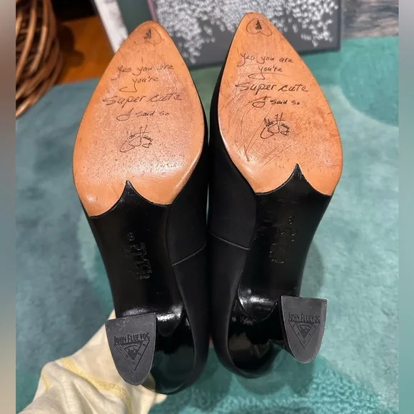 Fluevog LIKE NEW Poser Darla black asymmetrical buckle heel w/ side cutout - 8 - Picture 14 of 16